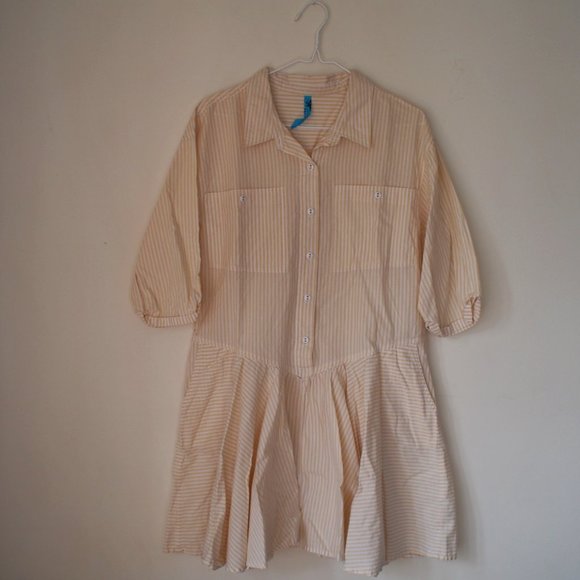 Free People Cream Striped Mini Dress - Picture 1 of 6